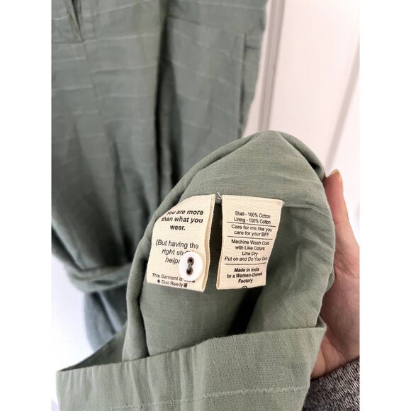 NWT HarperSage Harper Terra Jumpsuit Green Flutter Sleeve Tie Waist Size Large - Picture 13 of 14